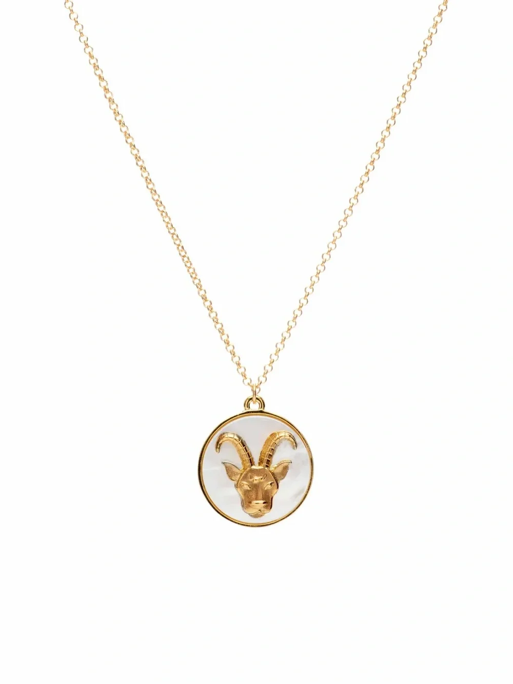 24k Gold Plated Mother of Pearl Zodiac Pendant Necklace NWOT